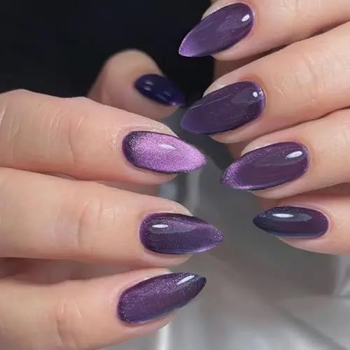 fall cat eye nails Amethyst Twilight