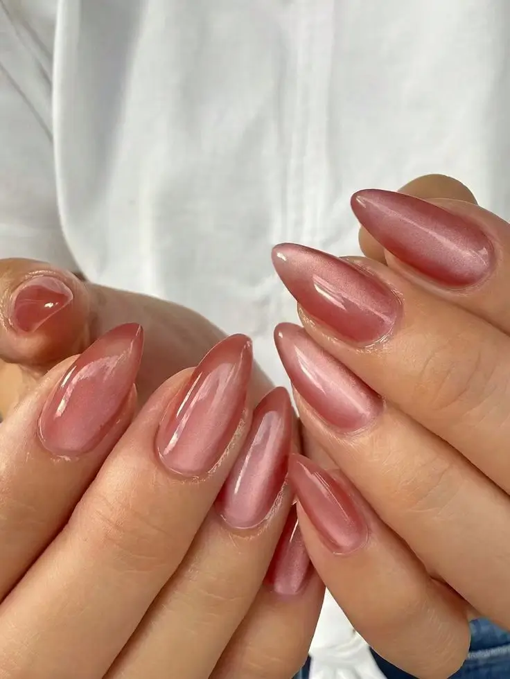 fall cat eye nails Rosewood Glow