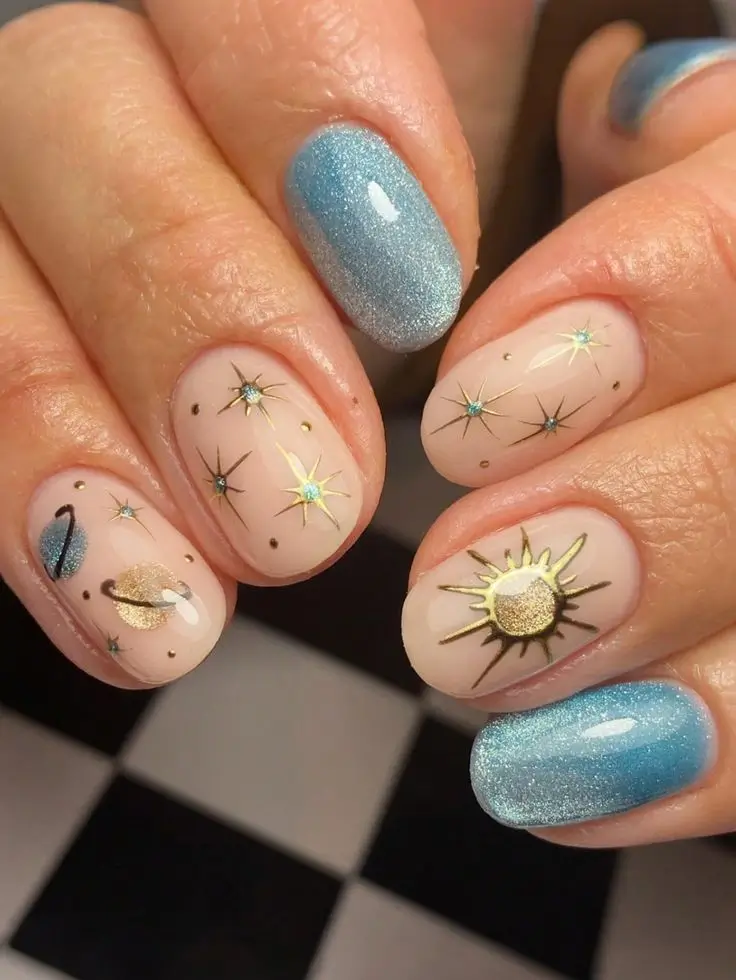 fall cat eye nails Cosmic Daydream