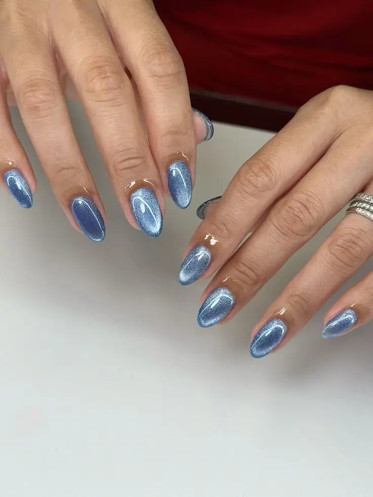 fall cat eye nails Frosted Denim Shine