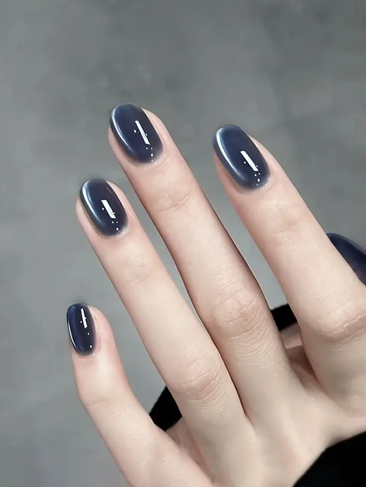 fall cat eye nails Midnight Illusion