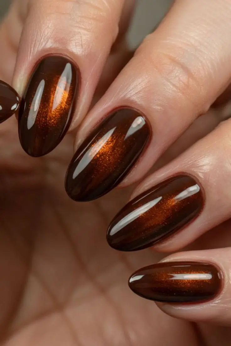 fall cat eye nails Burnt Ember Elegance