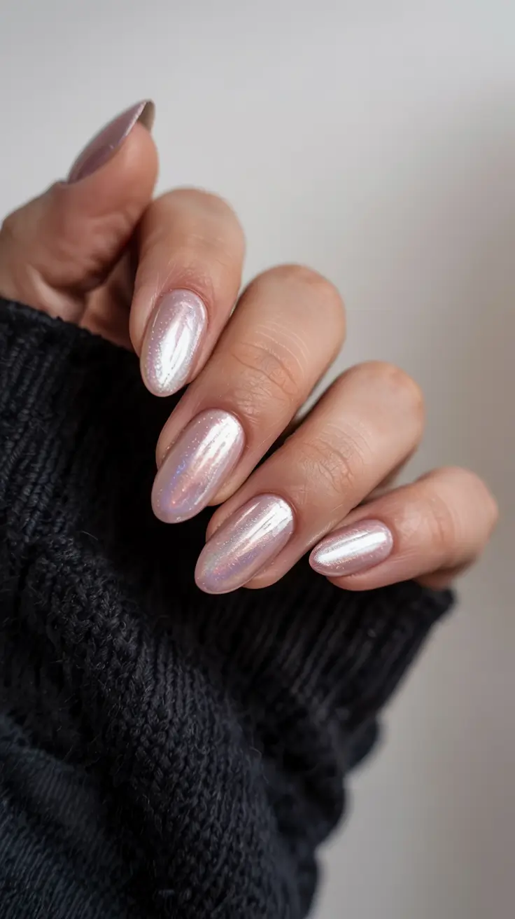 fall chrome nails 2025 Iridescent Whisper