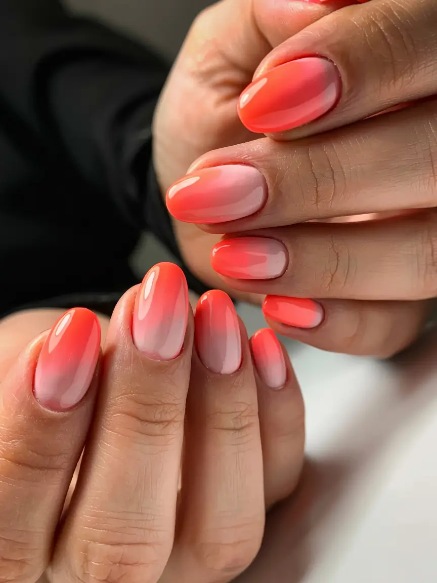 fall chrome nails 2025 Sunset Ombre Chrome