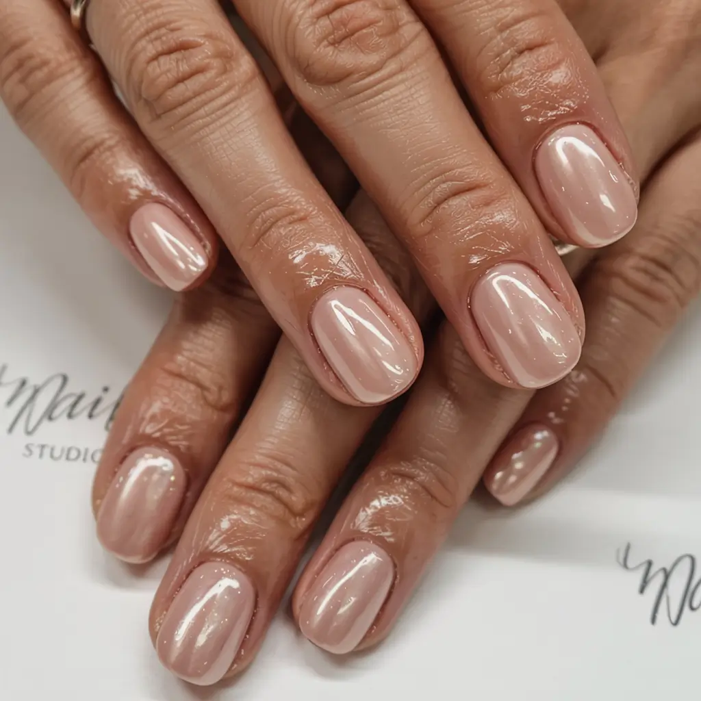 fall chrome nails 2025 Subtle Nude Chrome Elegance