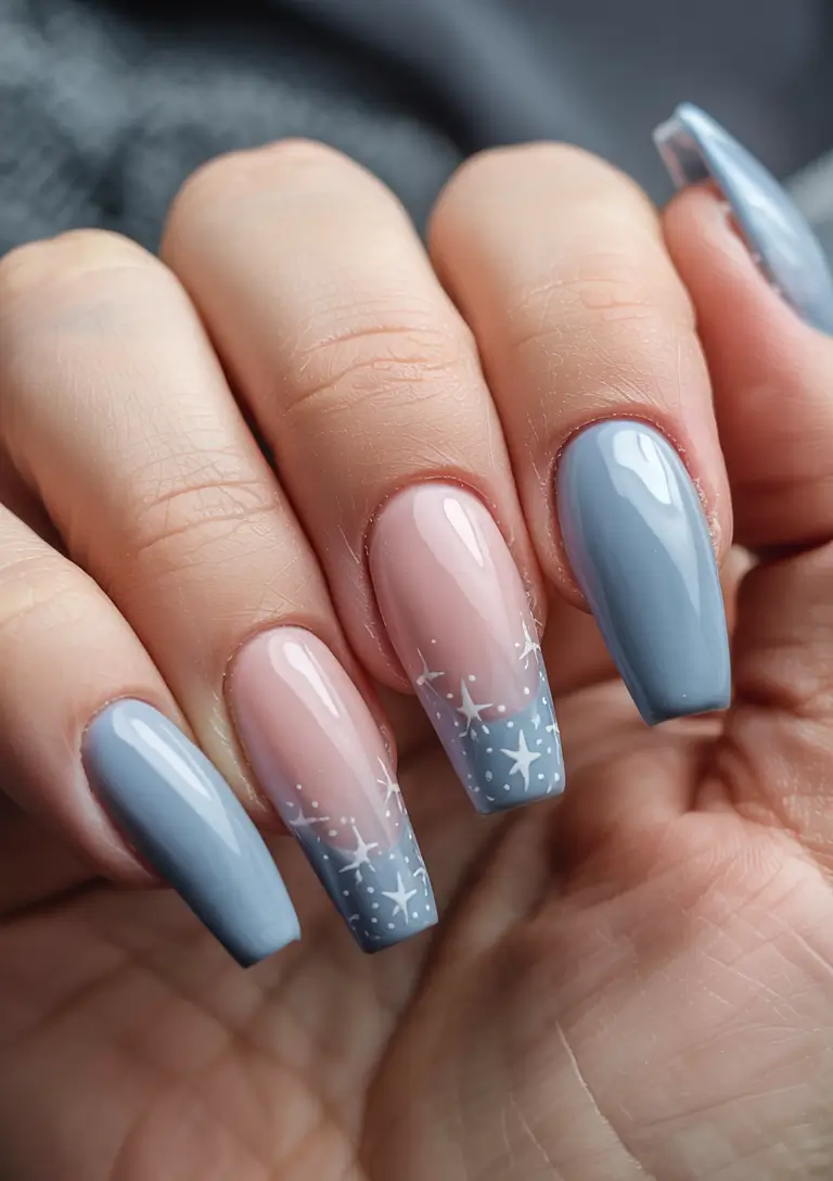 fall coffin nail ideas 2025 Midnight Stardust
