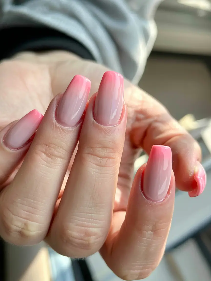 fall coffin nail ideas 2025 Rosy Ombré Bloom