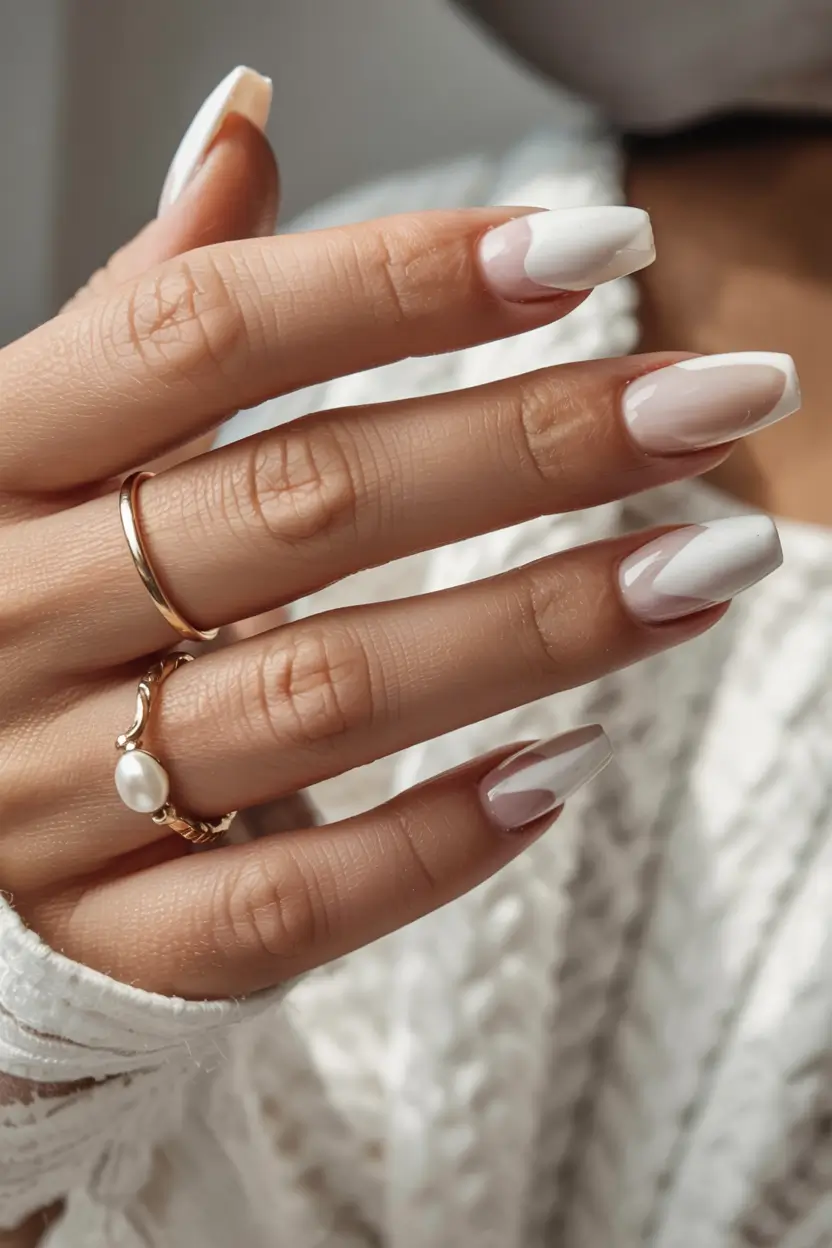 fall coffin nail ideas 2025 Milky White Fade