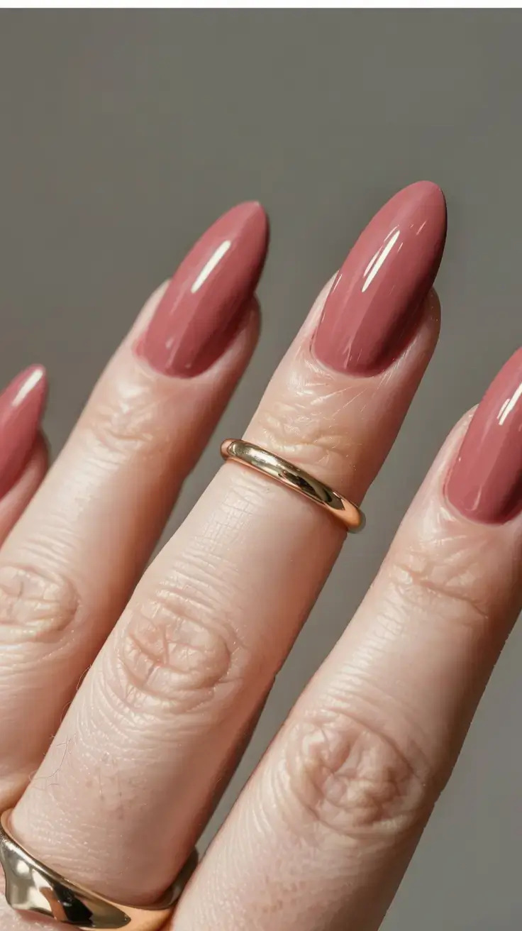 fall color nails: trendy shades 2025 Toasted Rose Blush