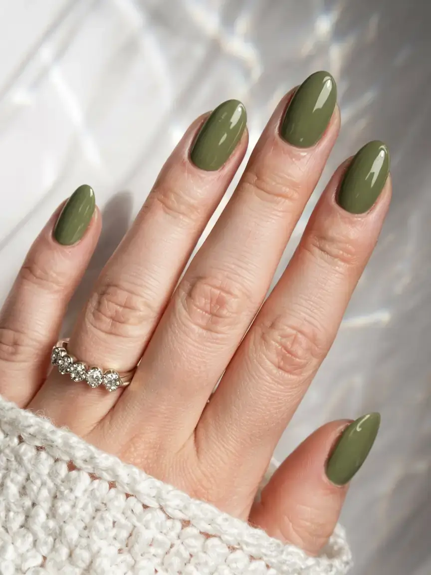 fall color nails: trendy shades 2025 Sage Serenity