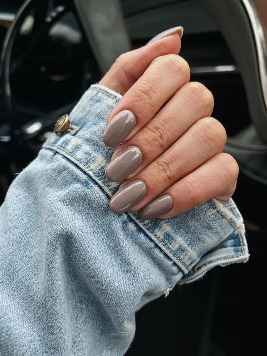 fall color nails: trendy shades 2025 Muted Taupe Taupe