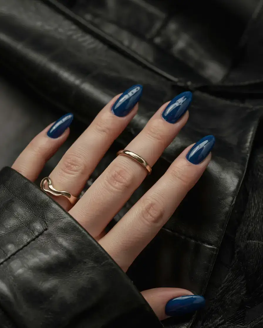 fall color nails: trendy shades 2025 Ink Blue: The Unexpected Power Move
