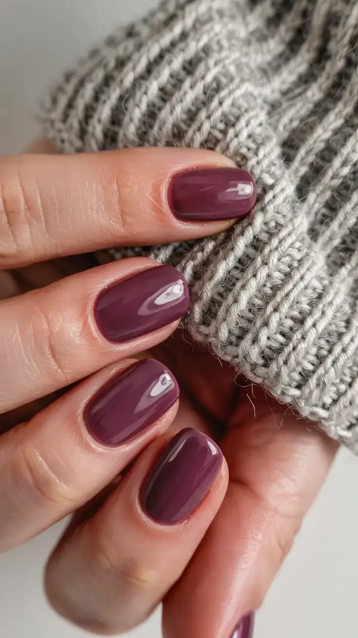 fall color nails: trendy shades 2025 Plum Knit Season