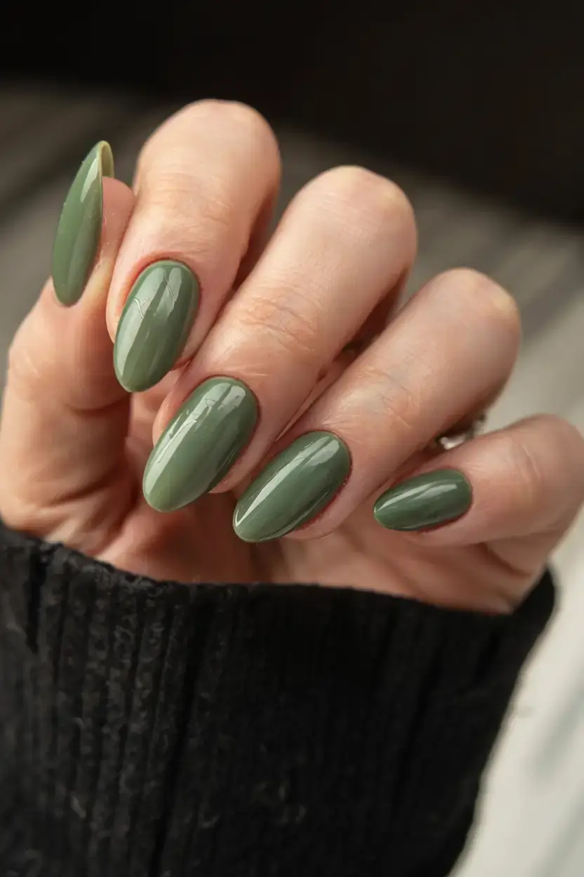 fall color nails: trendy shades 2025 Olive Grove Classic