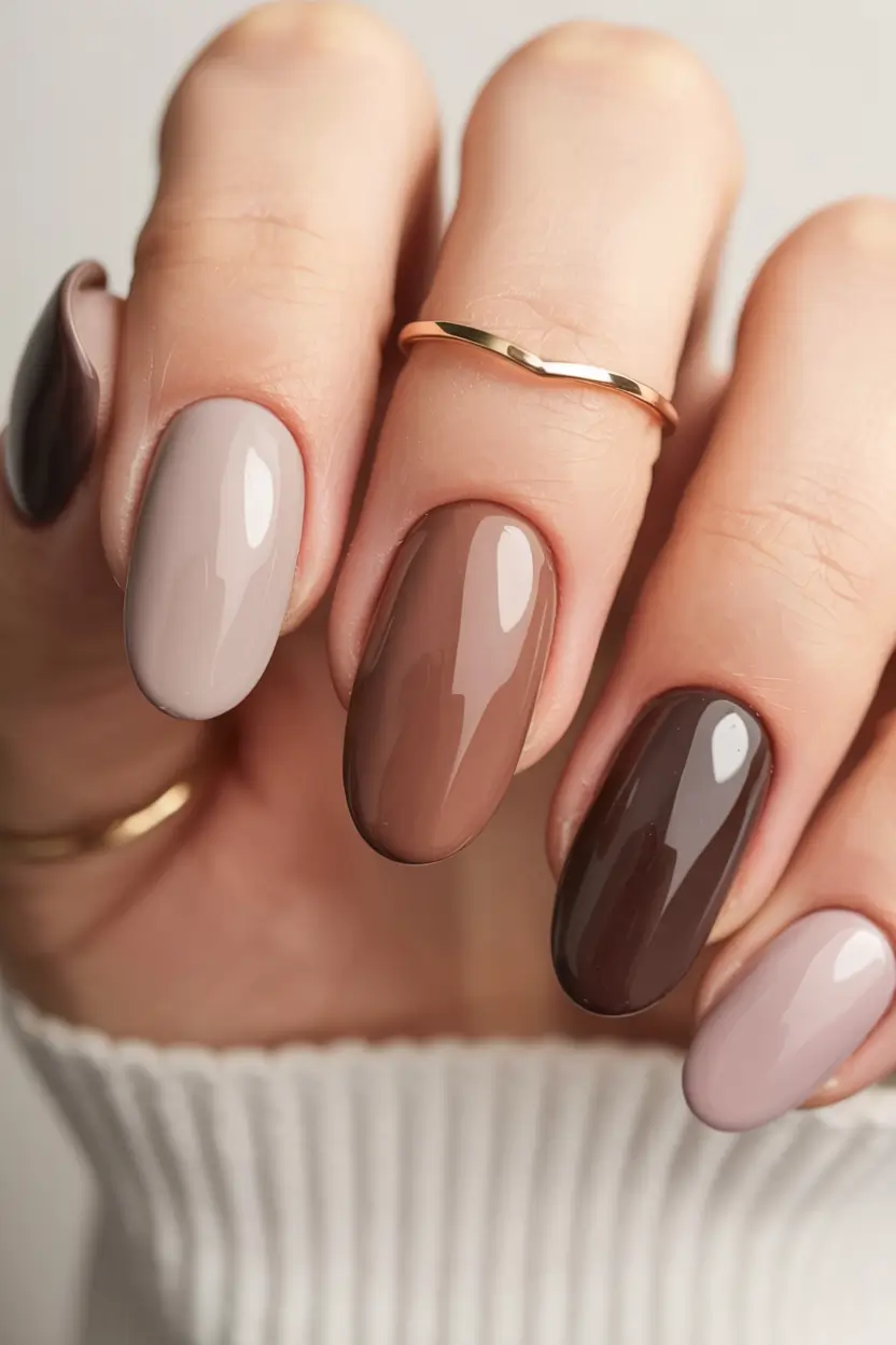 fall colors for nails 2025 Modern Mocha Gradient