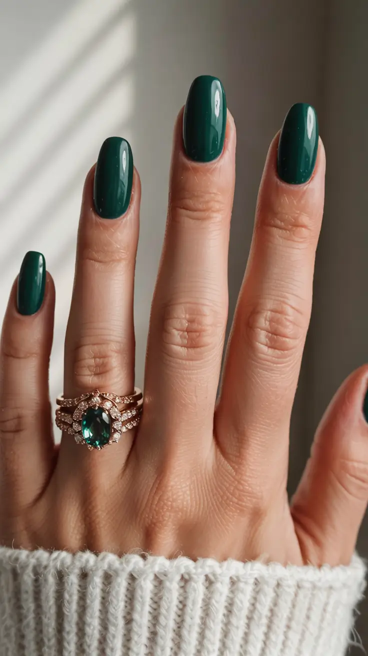 fall colors for nails 2025 Emerald Jewel Luxe