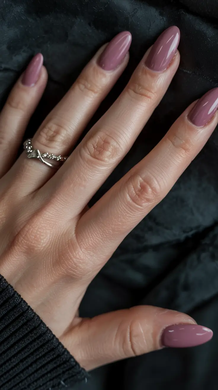 fall colors for nails 2025 Dusty Mauve Romance