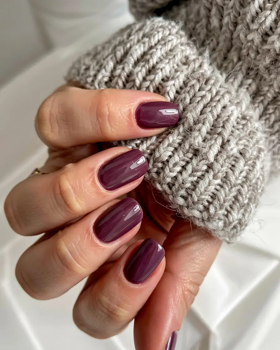 fall colors for nails 2025 Aubergine Chic