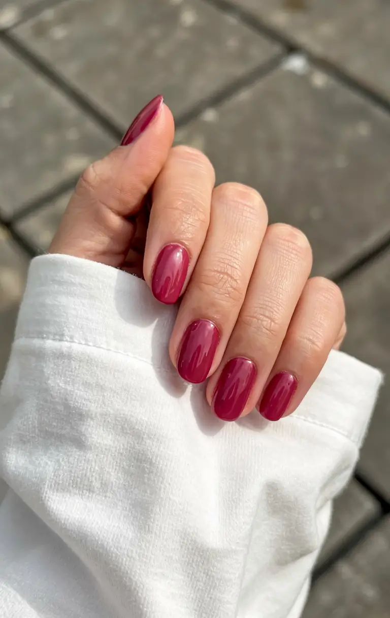 fall colors for nails 2025 Berry-Red Glow