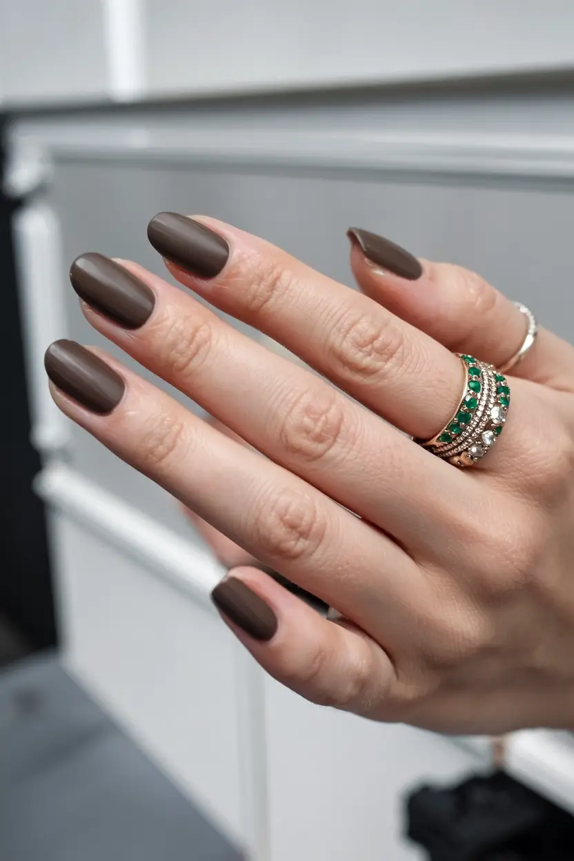 fall colors for nails 2025 Mocha Matte Allure