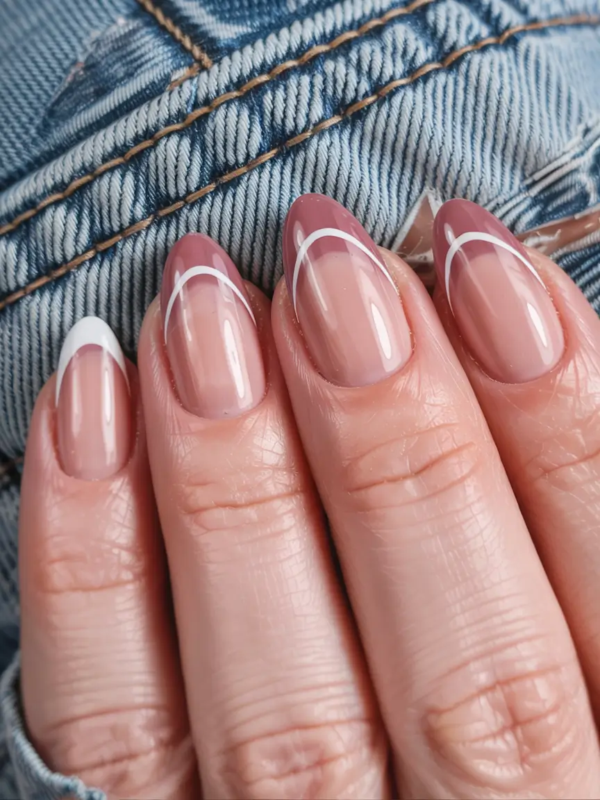fall french tip nails 2025 Two-Tone Minimalism