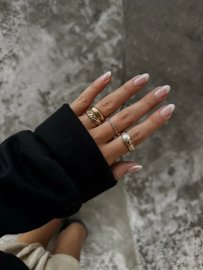 fall french tip nails 2025 Frosted Whisper Tips