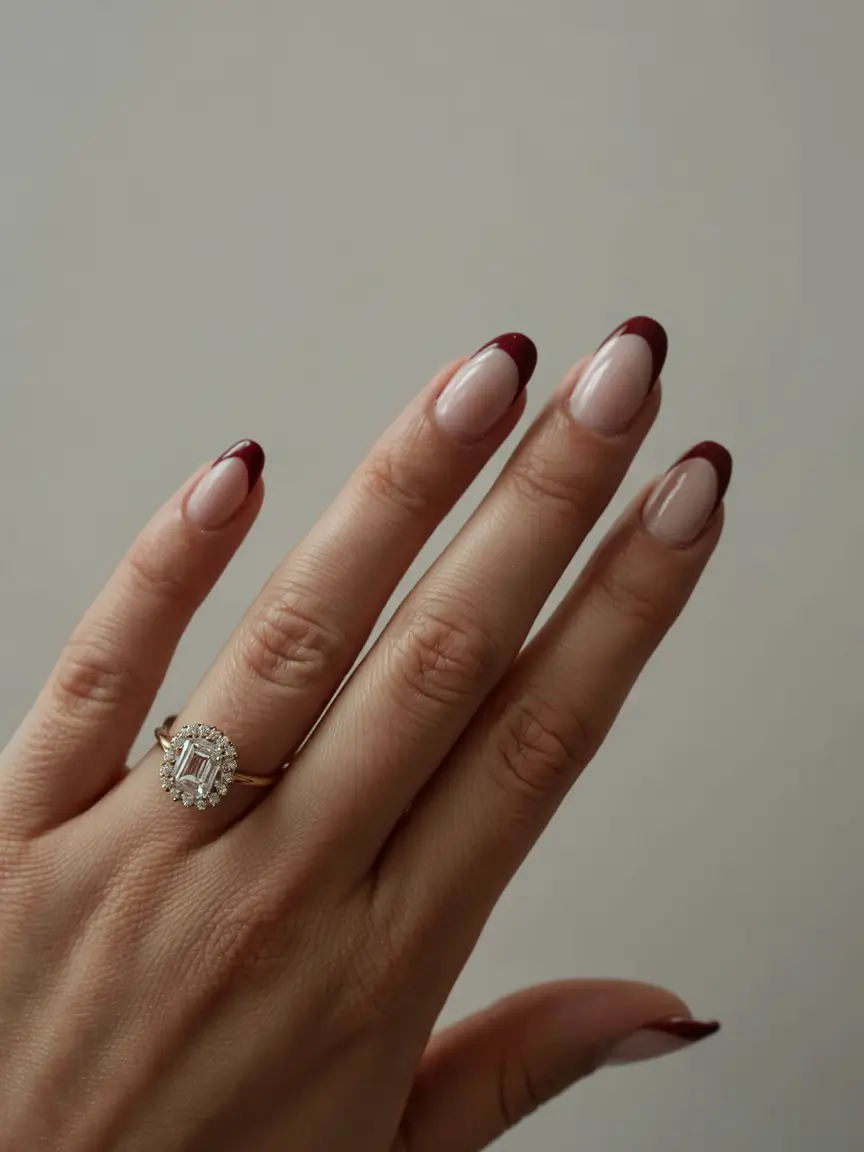 fall french tip nails 2025 Plum Velvet Tips