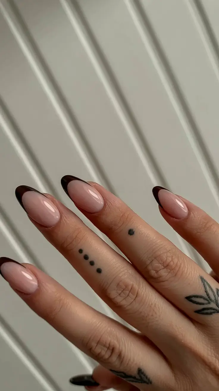 fall french tip nails 2025 Espresso Edge