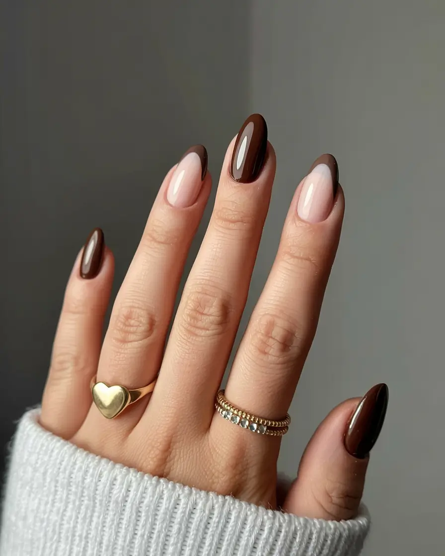 fall french tip nails 2025 Mocha Luxe