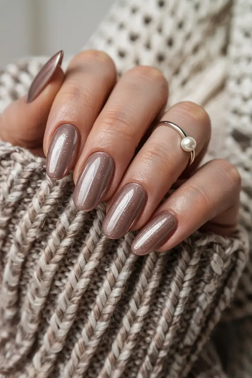 fall gel nails designs 2025 Soft Cocoa Gloss With a Hint of Frost