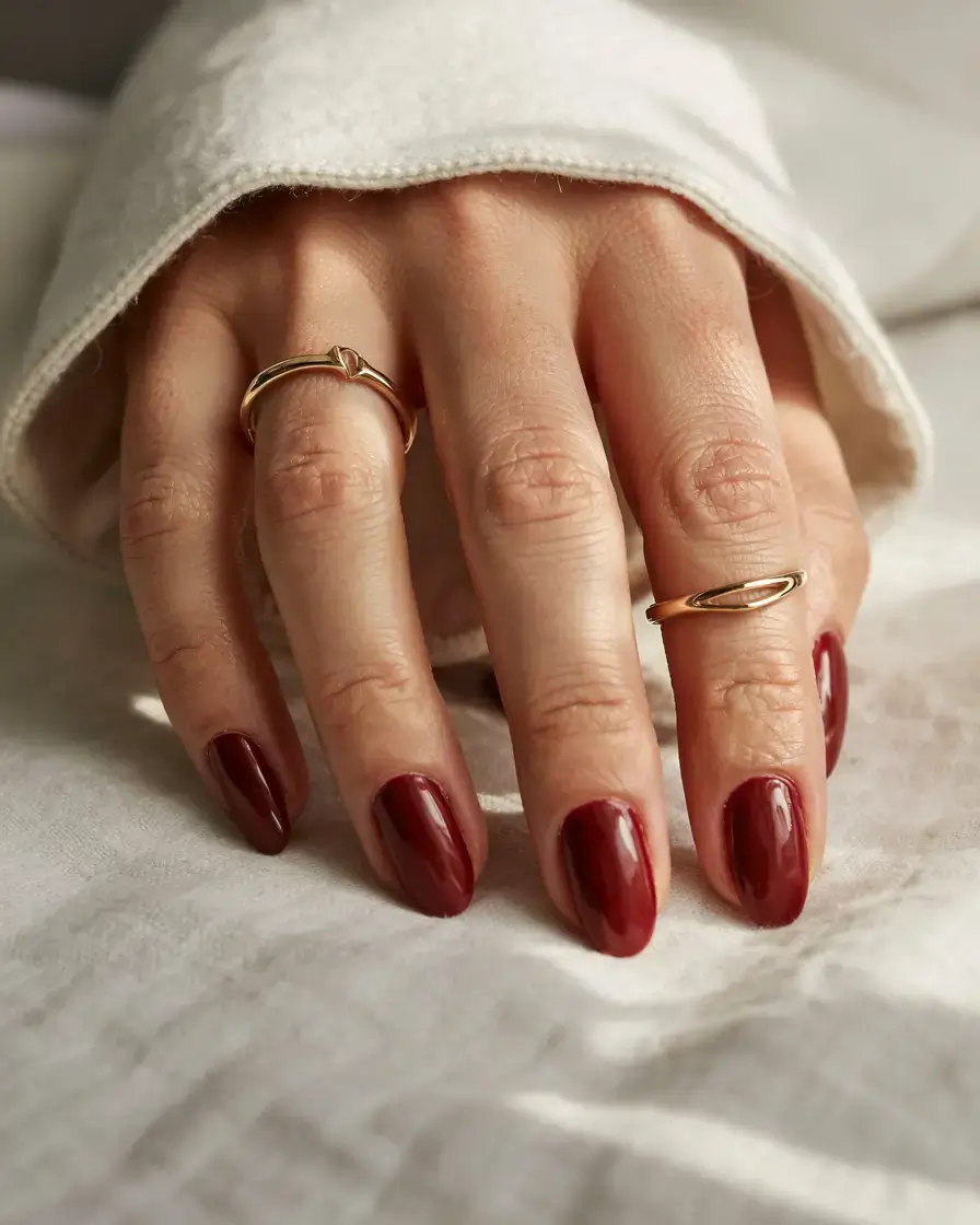 fall gel nails designs 2025 Cabernet Red Done the Classic Way