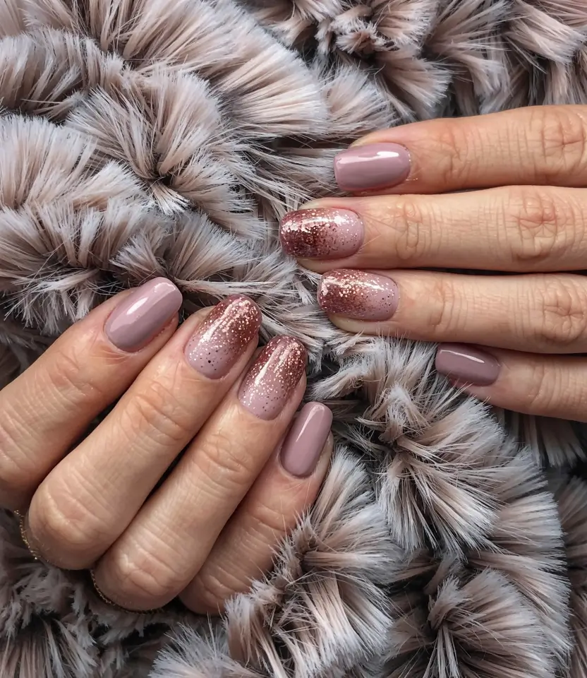 fall glitter nails 2025 Mauve Twilight Fade