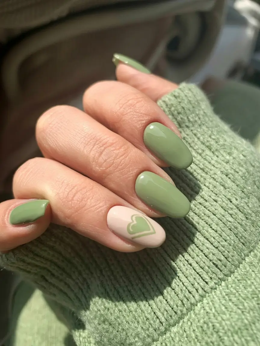 fall green nails 2025 Heart of Sage