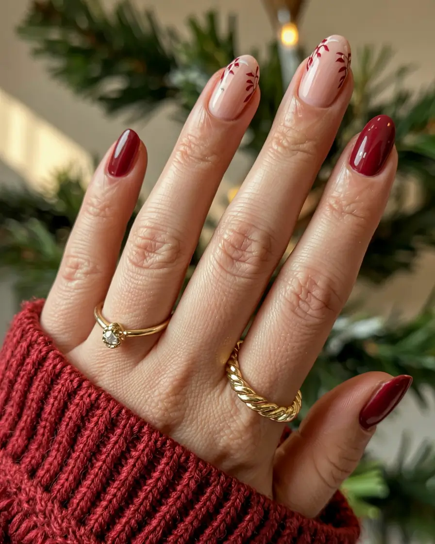 fall inspo nails ideas 2025 Cranberry Accent Tips