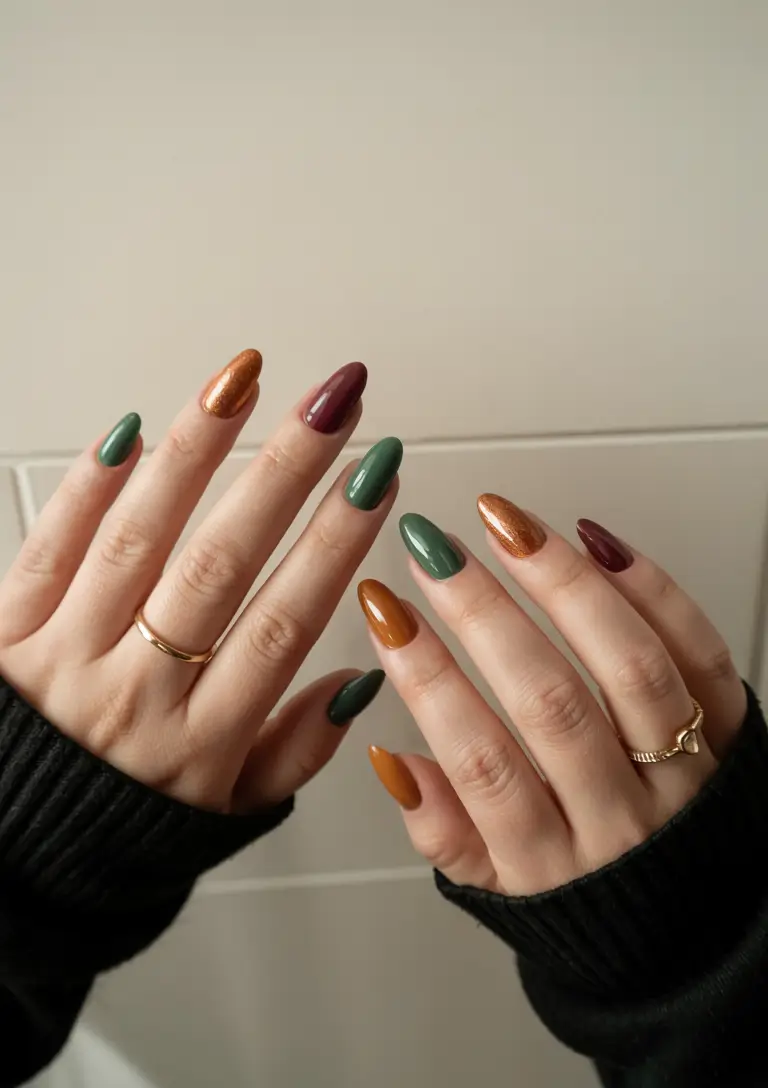fall inspo nails ideas 2025 Forest Harvest Palette