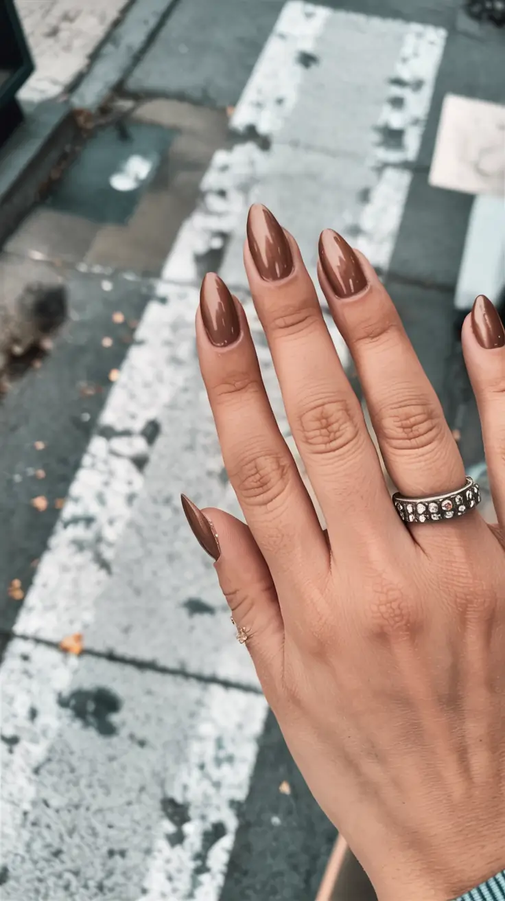 fall inspo nails ideas 2025 Mocha Glazed Perfection