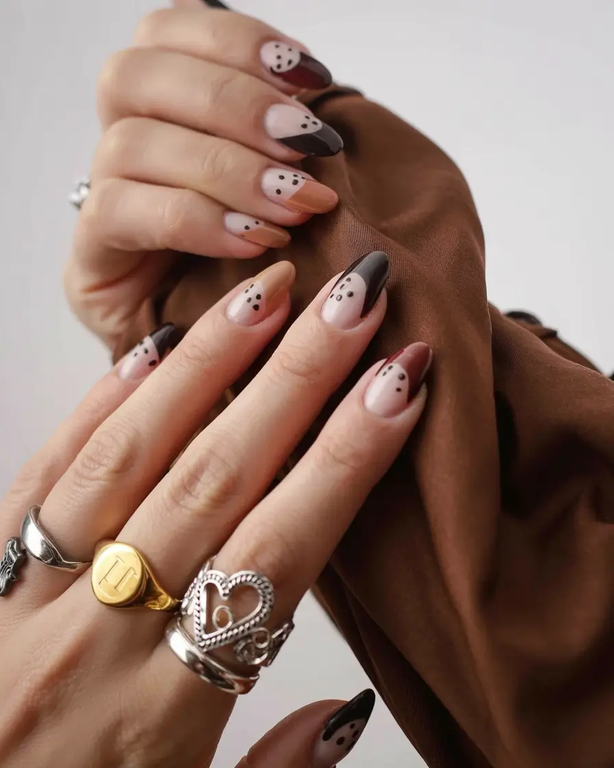 fall inspo nails ideas 2025 Coffee Bean French Twist