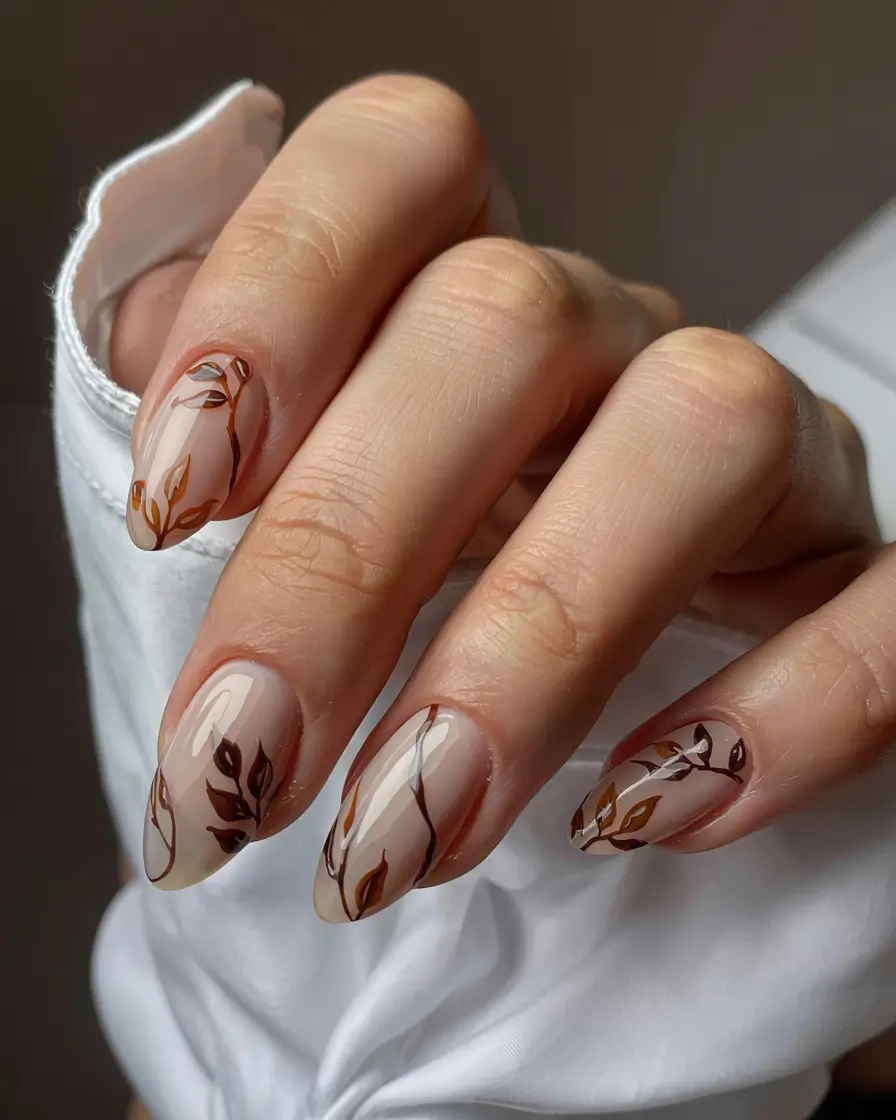 fall inspo nails ideas 2025 Golden Leaf Whispers