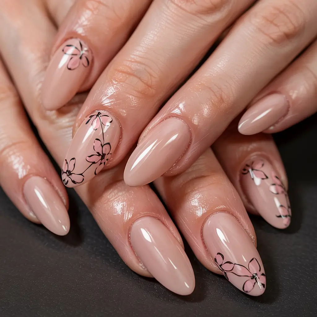 fall inspo nails ideas 2025 Delicate Petal Outlines