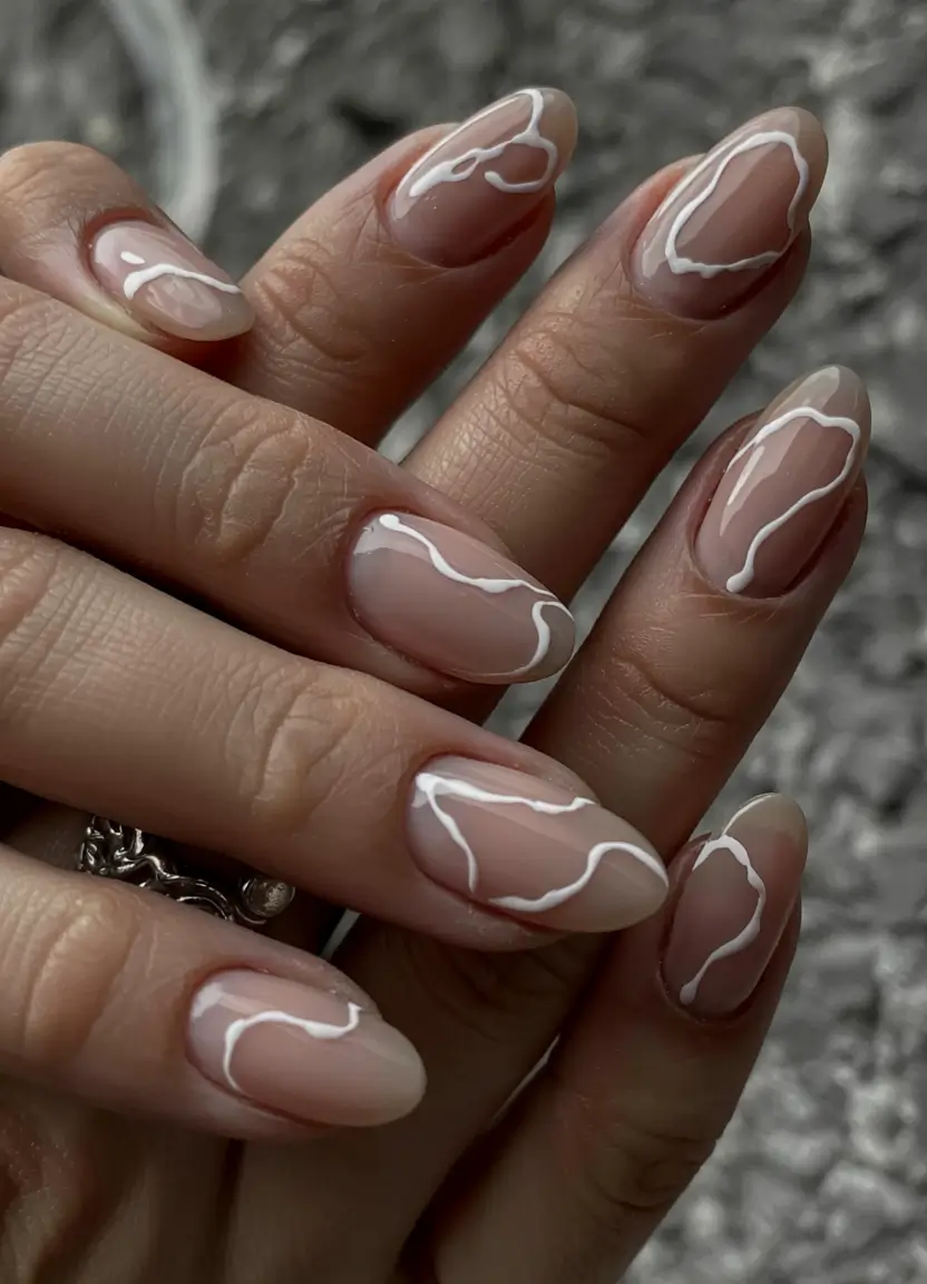 fall inspo nails ideas 2025 White Vein Minimalism