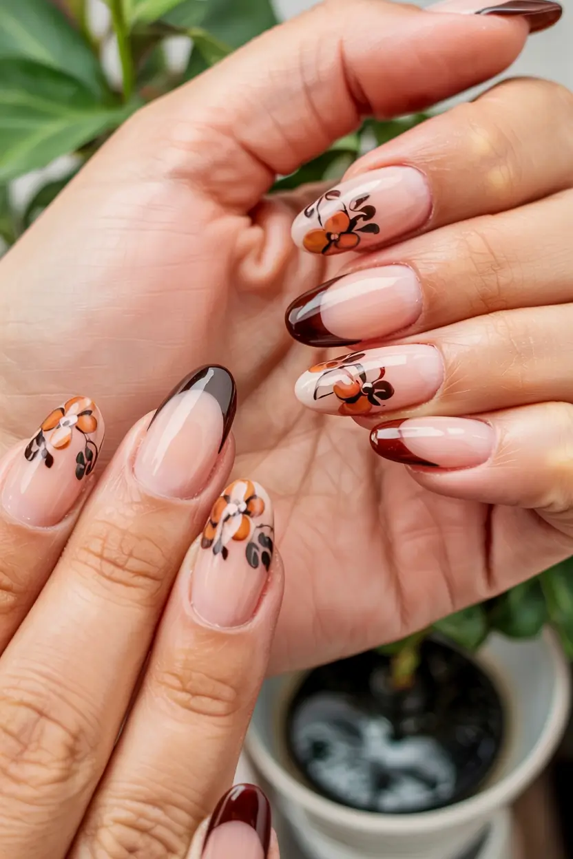 fall inspo nails ideas 2025 Autumn Garden Florals