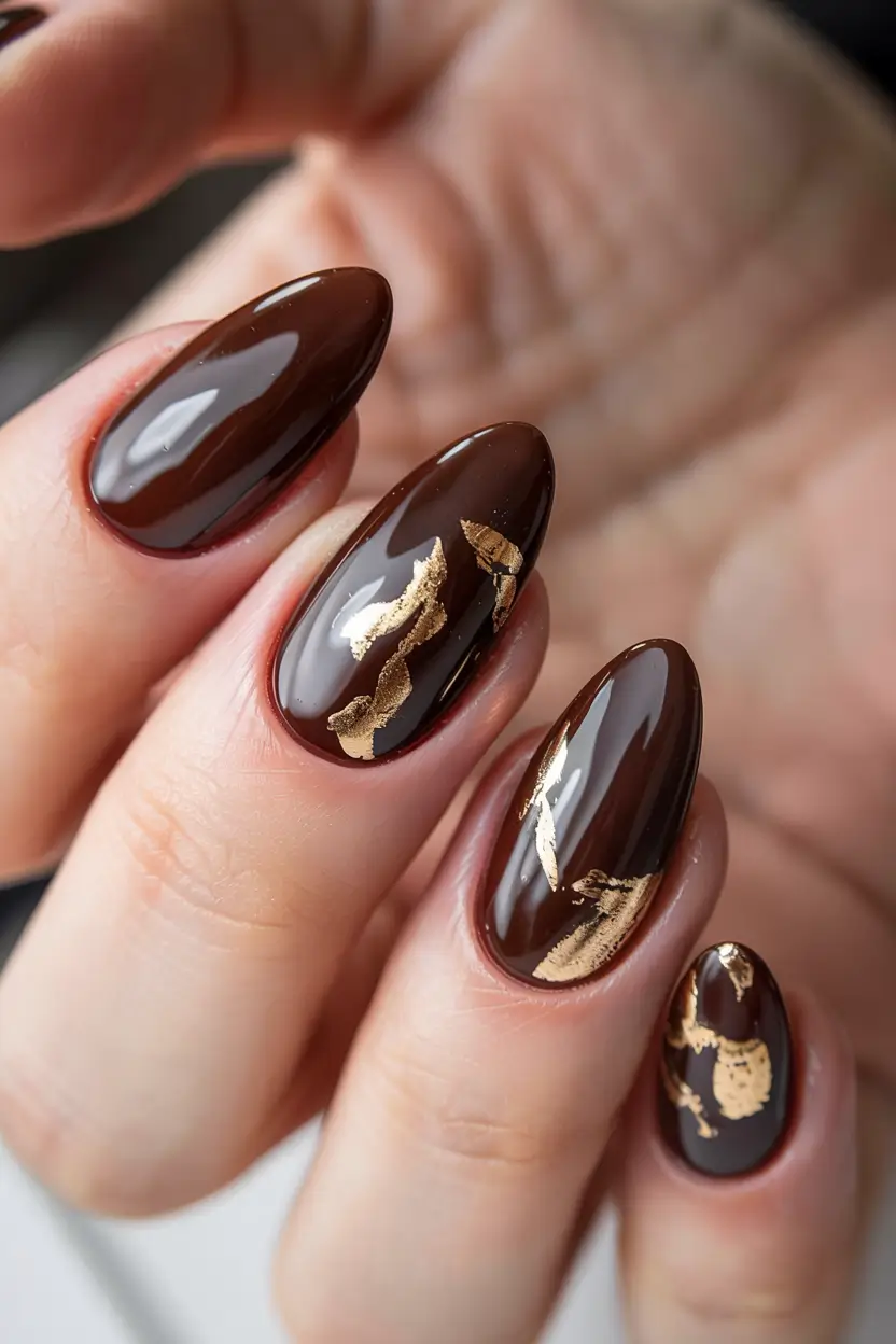 fall manicure 2025 Golden Mocha Elegance