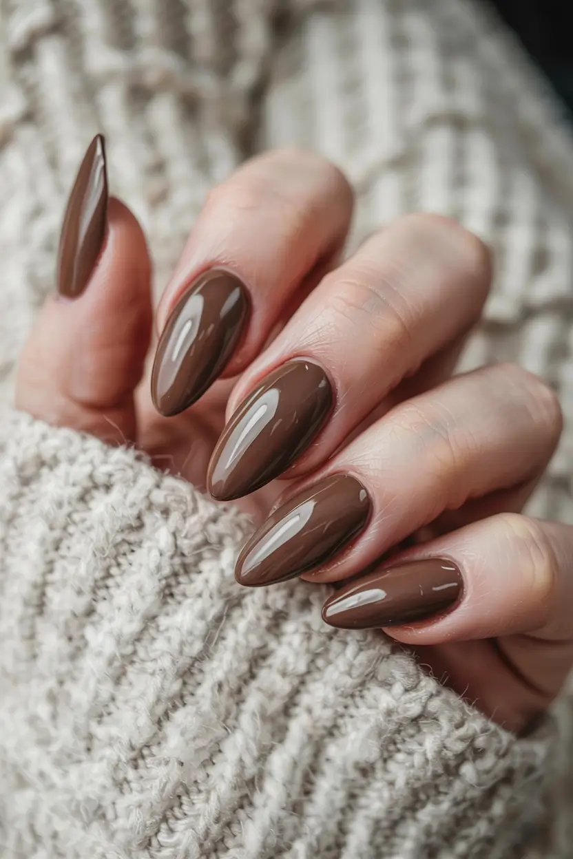 fall manicure 2025 Rich Mocha Stiletto
