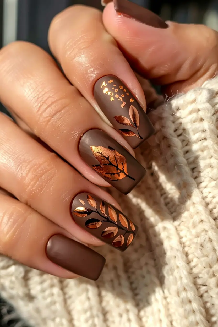 fall manicure 2025 Fallen Leaf Matte Elegance