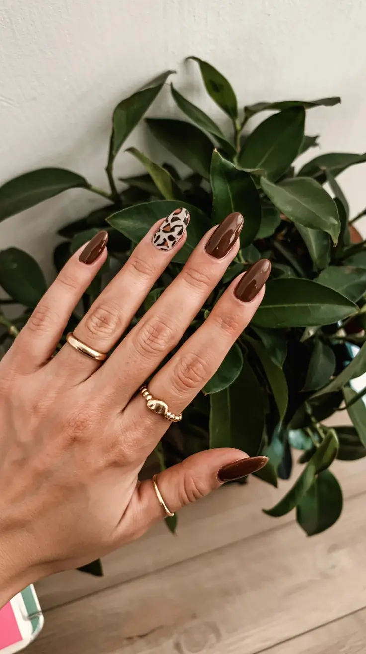 fall manicure 2025 Deep Mocha with a Wild Accent