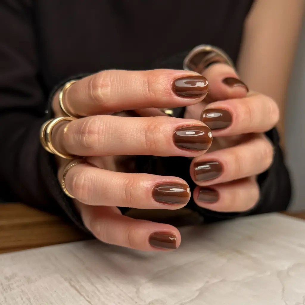 fall manicure 2025 Deep Mocha Minimalism
