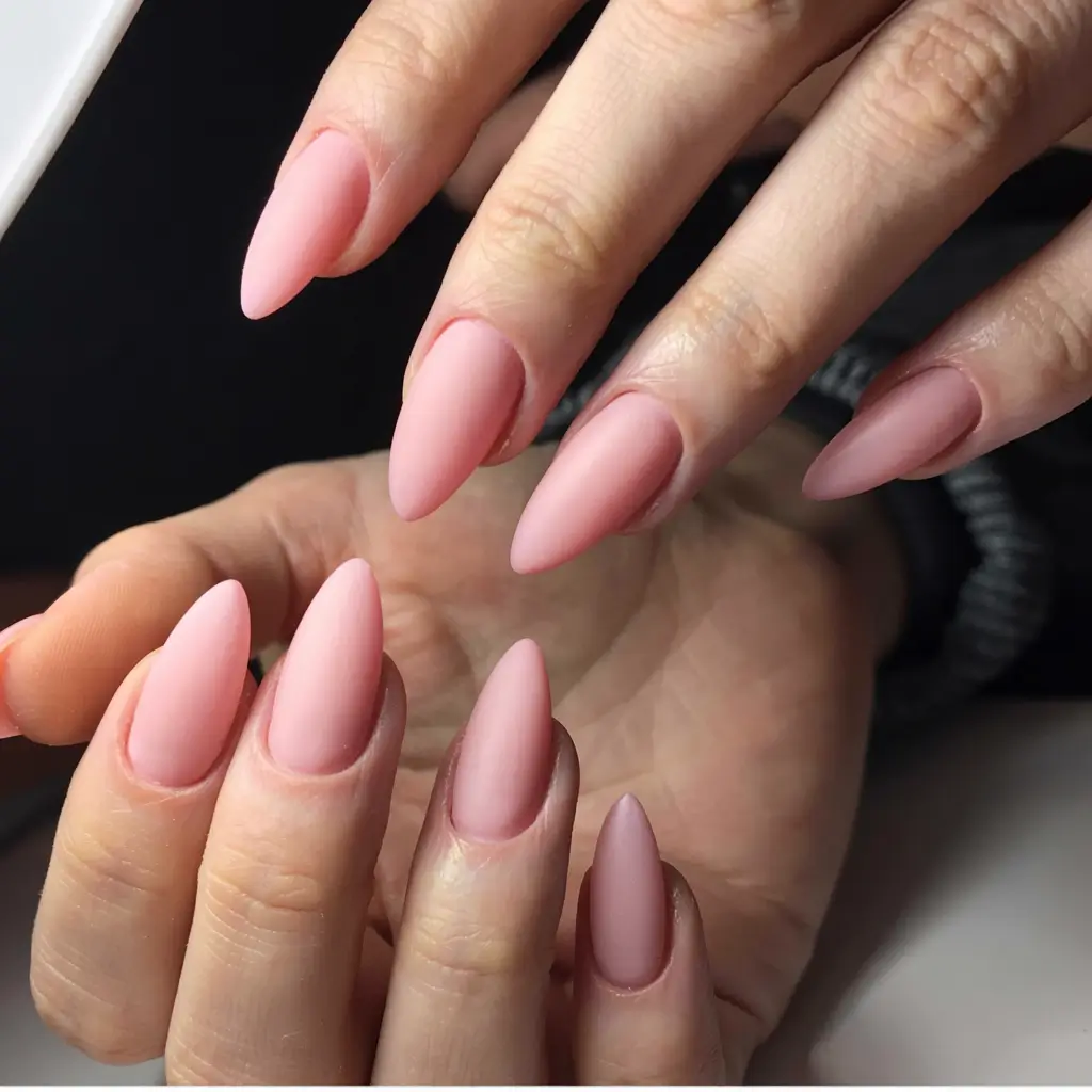 fall matte nails 2025 Blushed Almond Simplicity