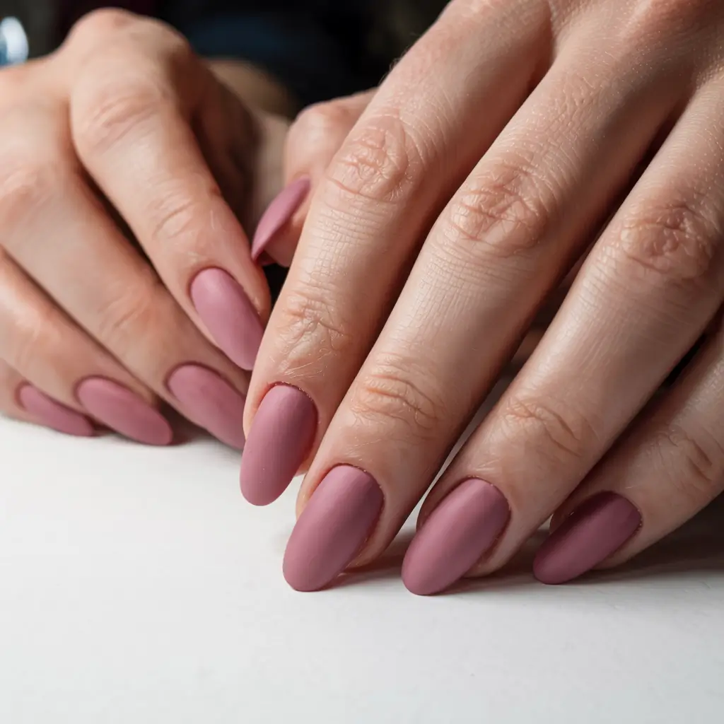 fall matte nails 2025 Muted Rose Harmony
