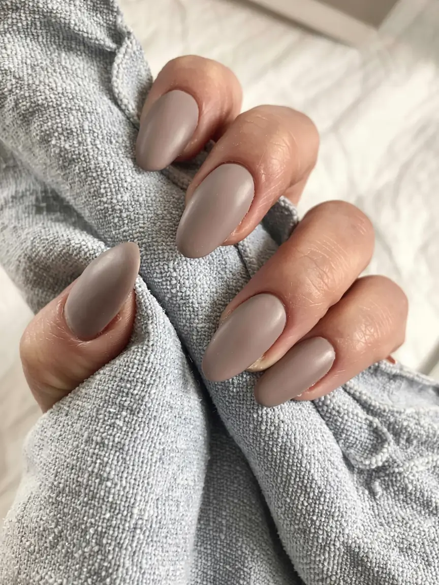 fall matte nails 2025 Greige Sophistication