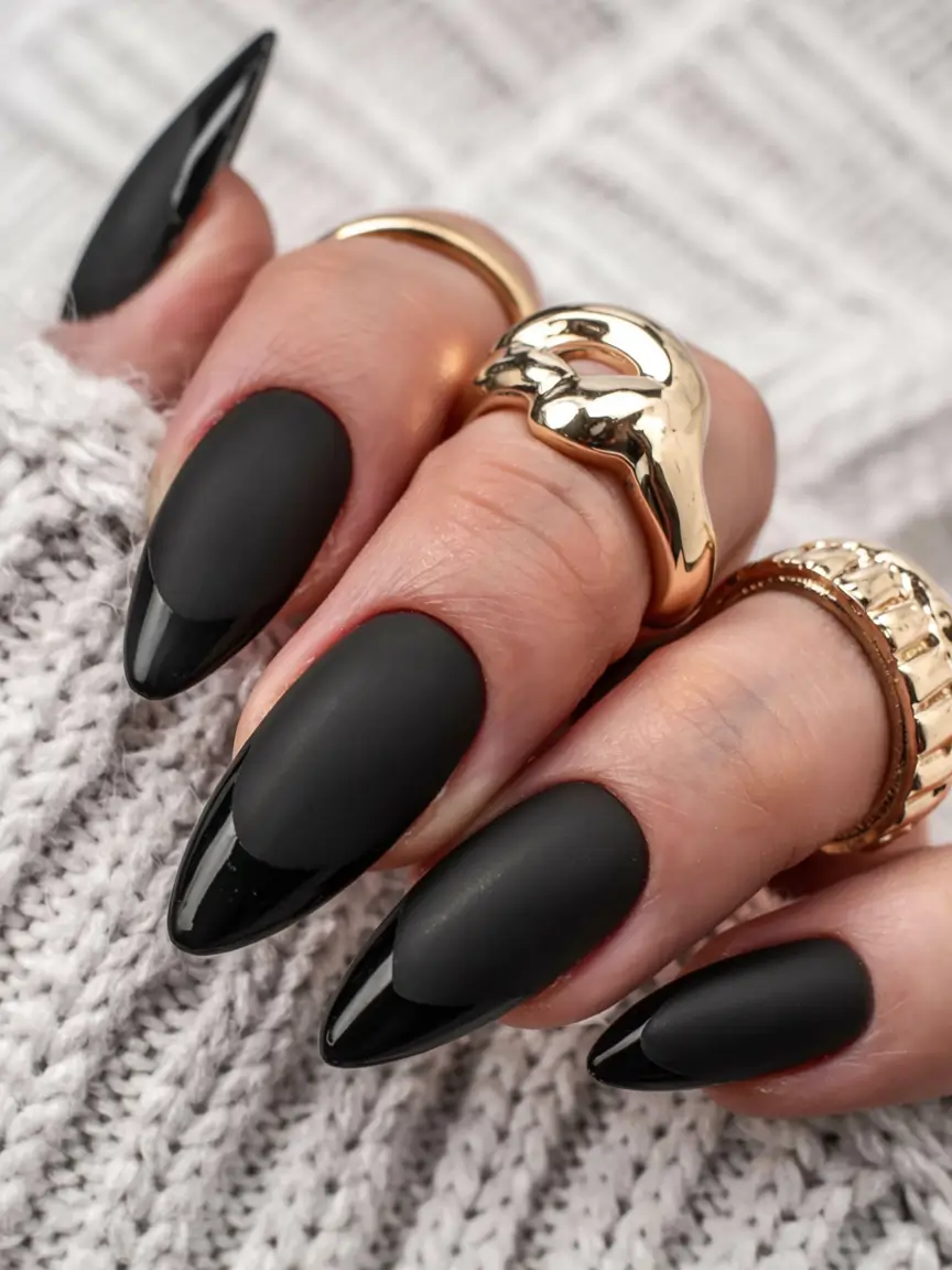 fall matte nails 2025 Matte Black Drama